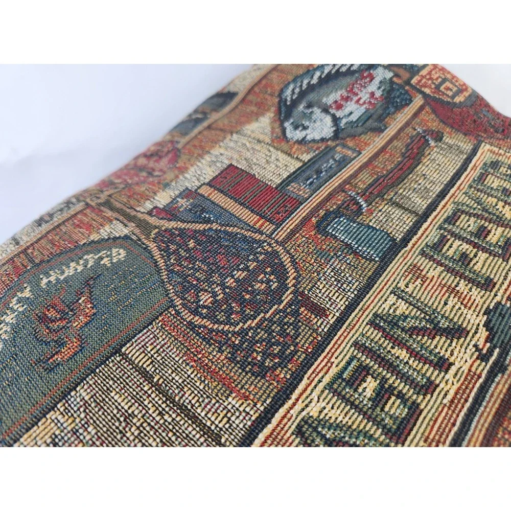 Woven Tapestry Cabin Pillow Rustic Lodge Camping Fishing Couch Vacation Home